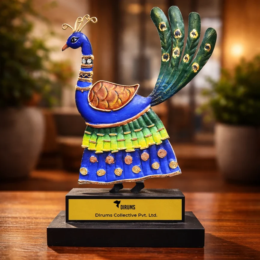 Handcrafted Bastar Peacock Art Memento – Wrought Iron Antique Decor | Customizable Tribal Gift by Indian Artisans