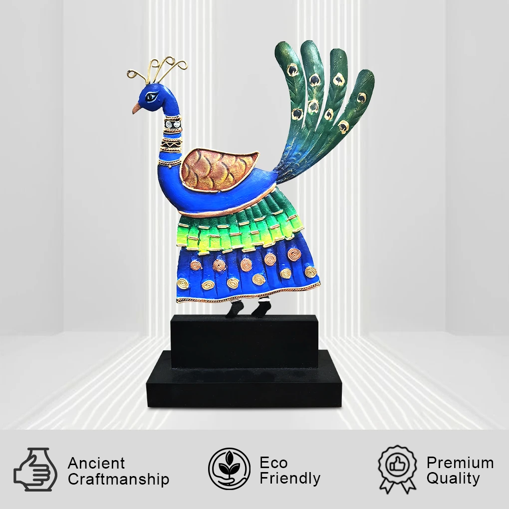 Handcrafted Bastar Peacock Art Memento – Wrought Iron Antique Decor | Customizable Tribal Gift by Indian Artisans - Image 2