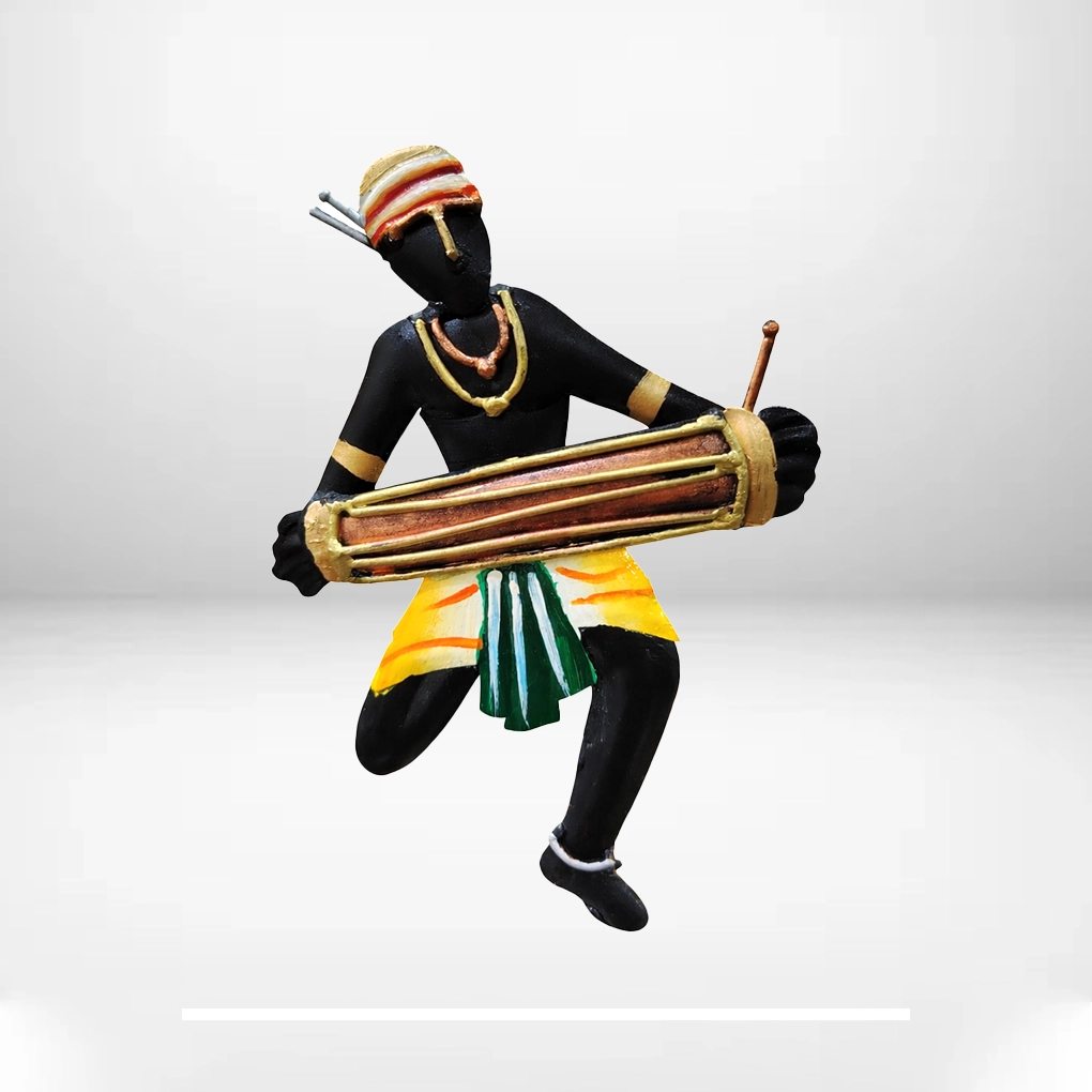 Handcrafted Bastar Tribal Musician Art Memento – Wrought Iron Antique Decor | Customisable Cultural Gift - Image 3