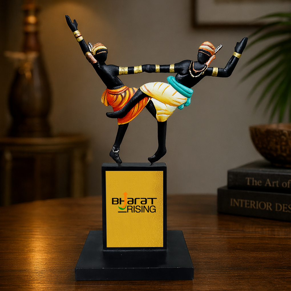 Handcrafted Tribal Musician Couple Figurine in Wrought Iron | Antique Finish Decorative Showpiece