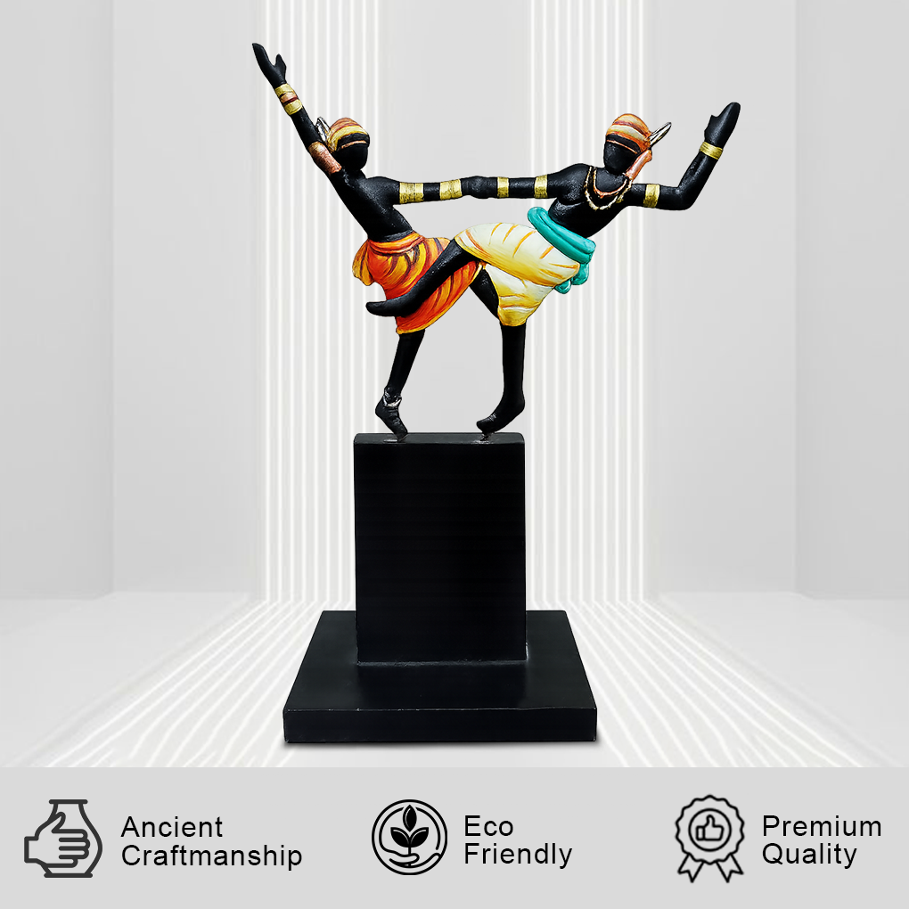 Handcrafted Tribal Musician Couple Figurine in Wrought Iron | Antique Finish Decorative Showpiece - Image 2