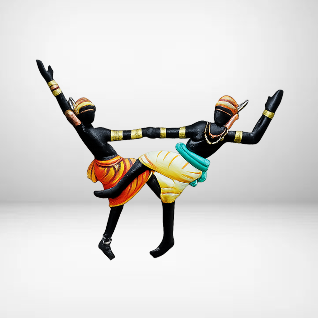 Handcrafted Tribal Musician Couple Figurine in Wrought Iron | Antique Finish Decorative Showpiece - Image 3