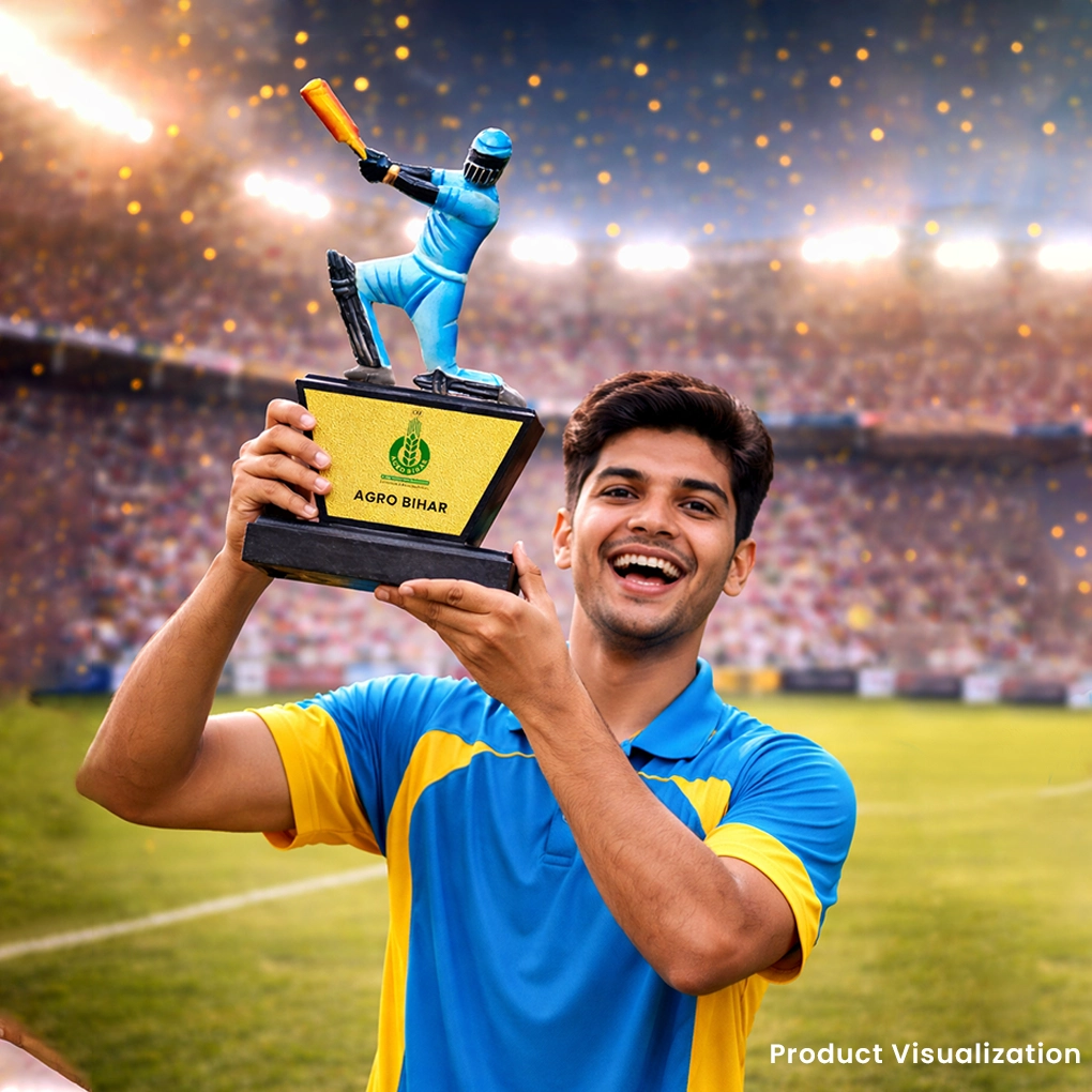 Handcrafted Cricket Player Trophy Figurine – Decorative Sports Showpiece for Table, Office & Gifts | Resin Cricket Statue with Base - Image 2