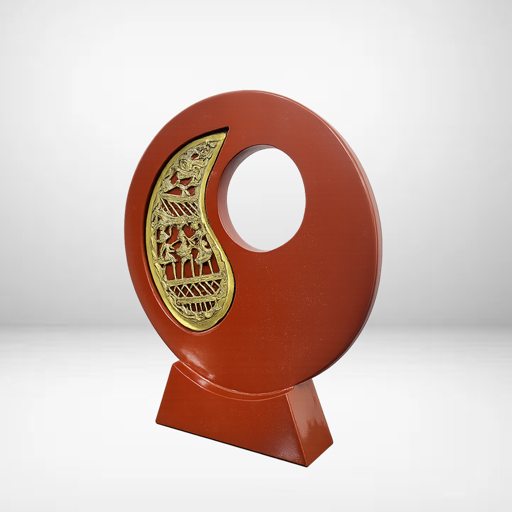 Handcrafted Dhokra Art Circular Showpiece with Tribal Motif | Antique Finish Decorative Table Accent - Image 3