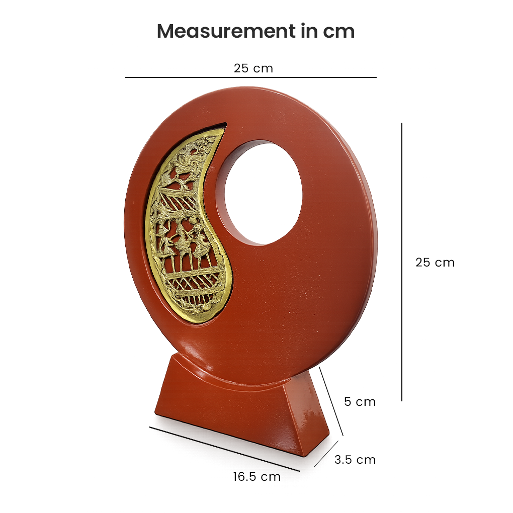 Handcrafted Dhokra Art Circular Showpiece with Tribal Motif | Antique Finish Decorative Table Accent - Image 6