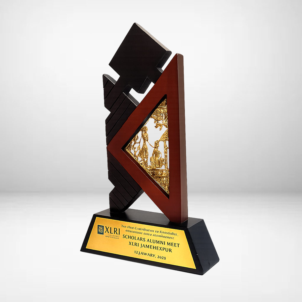 Handcrafted Tribal Art Wooden Memento with Triangle Frame Design - Image 4