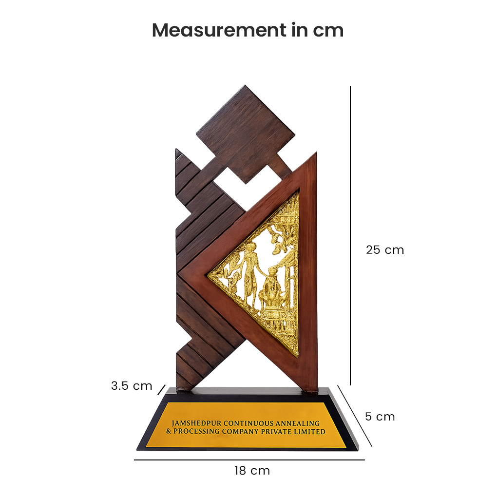 Handcrafted Tribal Art Wooden Memento with Triangle Frame Design - Image 7