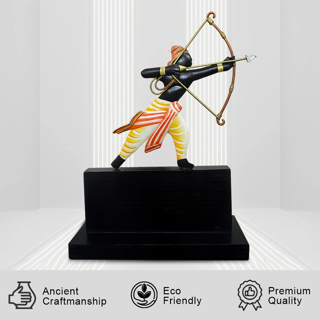 Handcrafted Tribal Archer Figurine Showpiece | Wrought Iron Decorative Memento | Antique Finish - Image 2