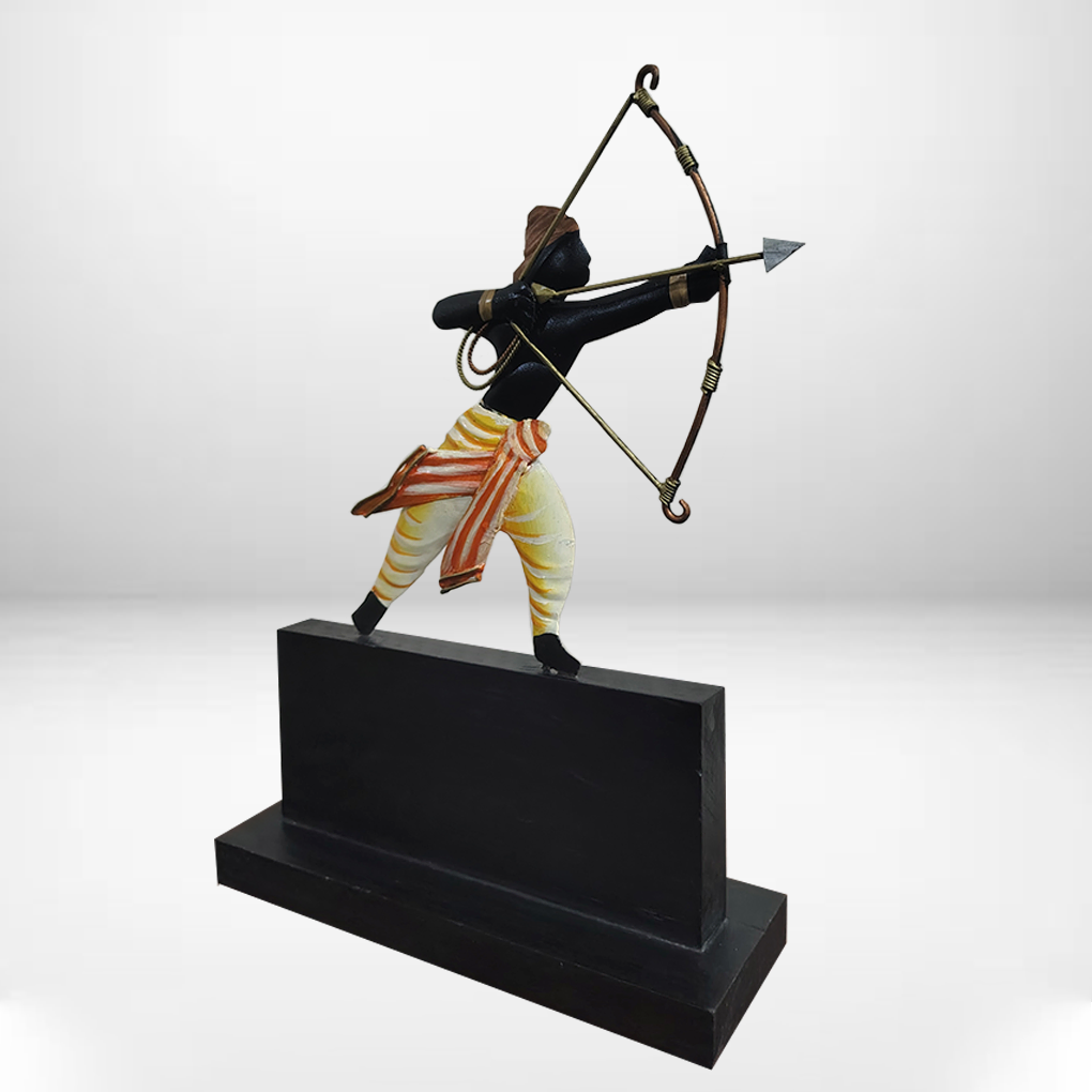 Handcrafted Tribal Archer Figurine Showpiece | Wrought Iron Decorative Memento | Antique Finish - Image 4