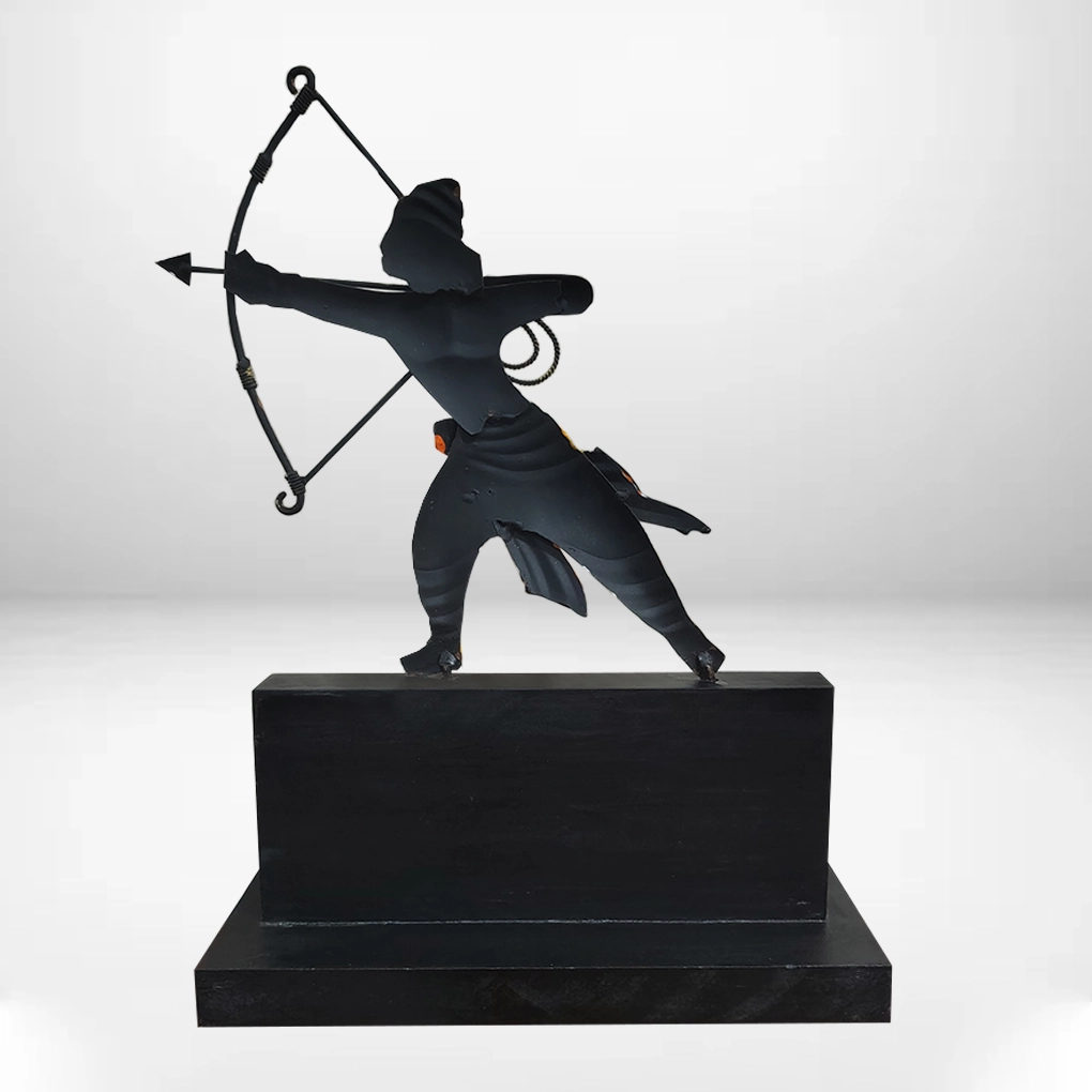 Handcrafted Tribal Archer Figurine Showpiece | Wrought Iron Decorative Memento | Antique Finish - Image 5