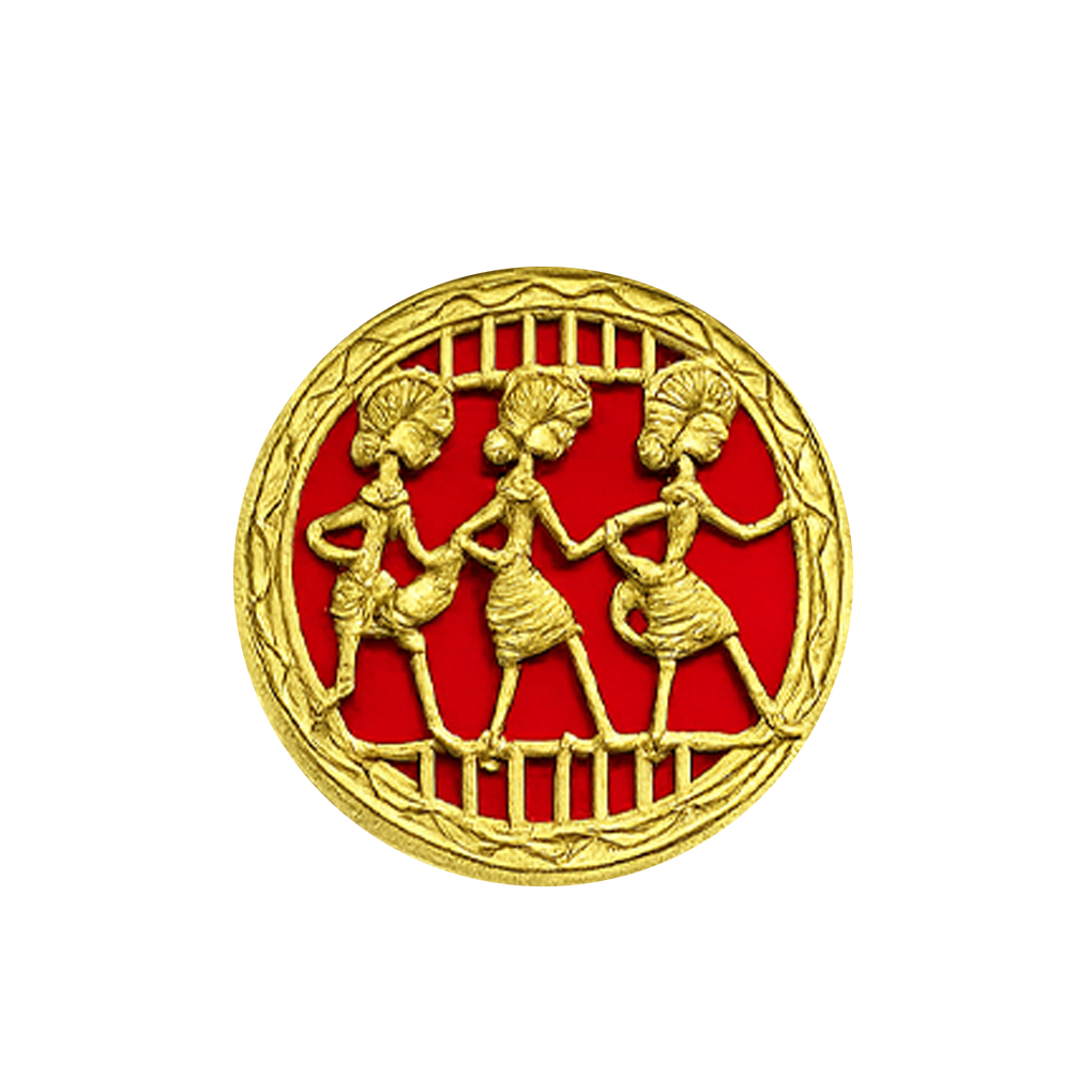 Handcrafted Tribal Dance Wall Plate Memento with Wooden Base - Image 4