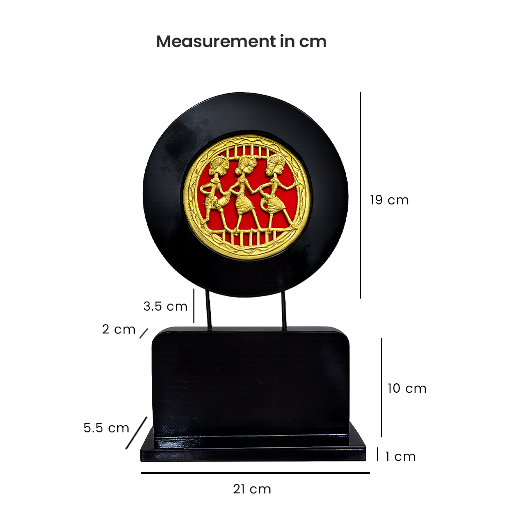 Handcrafted Tribal Dance Wall Plate Memento with Wooden Base - Image 8