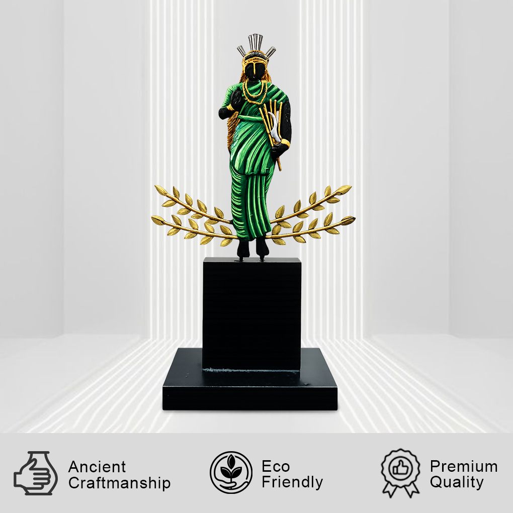 Handcrafted Tribal Lady Figurine Memento with Leaf Design Base - Image 2